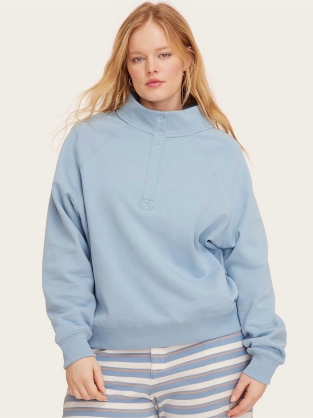 Parke x Target Light Blue Snap Mockneck Pullover Sweatshirt Size L/XL NWT